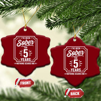 Funny 5 Year Sobriety Milestone Vintage Anniversary Badge Ceramic Ornament I Have Been Sober For 5 Years Nothing Scares Me