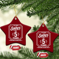 Funny 5 Year Sobriety Milestone Vintage Anniversary Badge Ceramic Ornament I Have Been Sober For 5 Years Nothing Scares Me