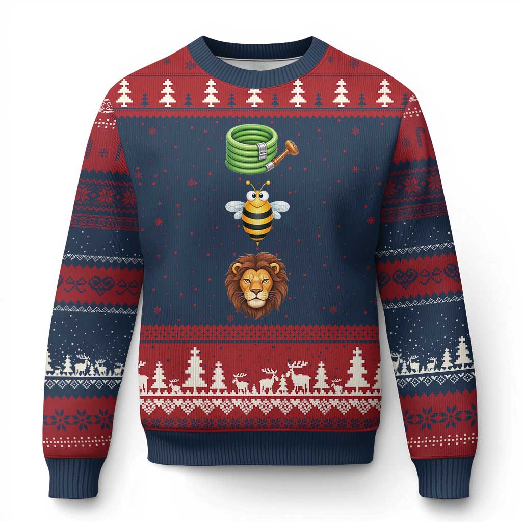 Hose Bee Lion Meme Slang Funny Sarcastic Pun Graphic Ugly Christmas Sweater
