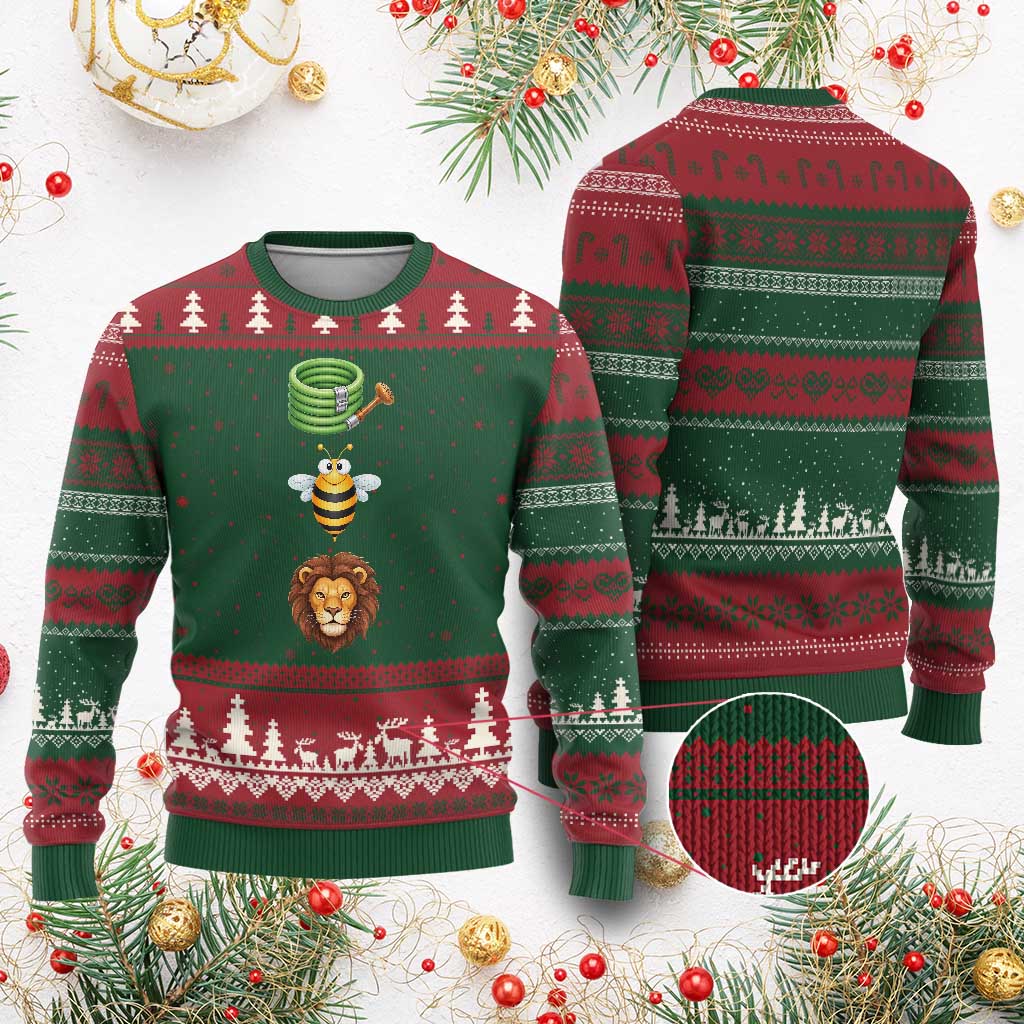 Hose Bee Lion Meme Slang Funny Sarcastic Pun Graphic Ugly Christmas Sweater