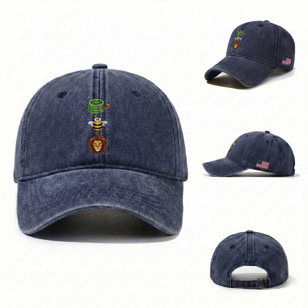 Hose Bee Lion Meme Slang Funny Sarcastic Pun Graphic Washed Cotton Baseball Cap