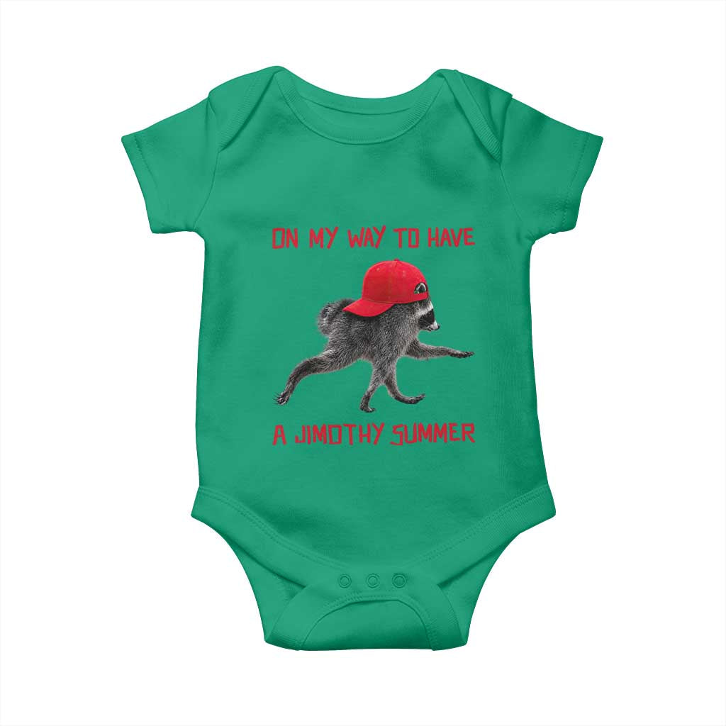 On My Way To Have A Jimothy Summer Baby Onesie Funny Viral Seattle Raccoon Wearing Red Cap