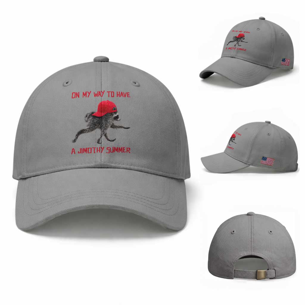 On My Way To Have A Jimothy Summer Baseball Cap Funny Viral Seattle Raccoon Wearing Red Cap