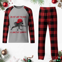 On My Way To Have A Jimothy Summer Plaid Pajama Set Funny Viral Seattle Raccoon Wearing Red Cap
