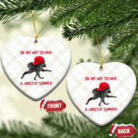 On My Way To Have A Jimothy Summer Ceramic Ornament Funny Viral Seattle Raccoon Wearing Red Cap