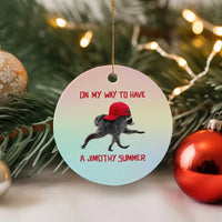 On My Way To Have A Jimothy Summer Ceramic Ornament Funny Viral Seattle Raccoon Wearing Red Cap