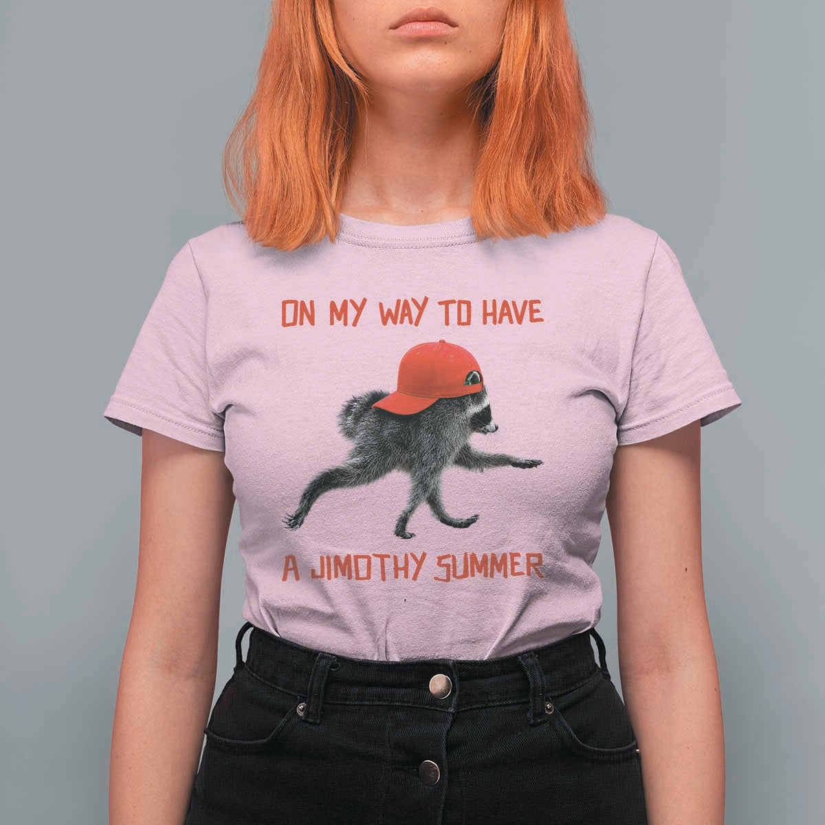 On My Way To Have A Jimothy Summer T Shirt For Women Funny Viral Seattle Raccoon Wearing Red Cap