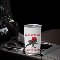 On My Way To Have A Jimothy Summer Tumbler Cup Funny Viral Seattle Raccoon Wearing Red Cap
