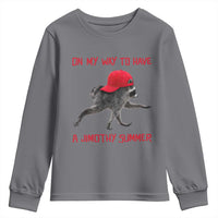 On My Way To Have A Jimothy Summer Youth Sweatshirt Funny Viral Seattle Raccoon Wearing Red Cap