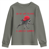On My Way To Have A Jimothy Summer Youth Sweatshirt Funny Viral Seattle Raccoon Wearing Red Cap