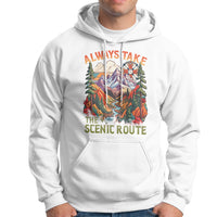 Outdoor Adventure Hoodie Always Take The Scenic Route Compass Hiking Camping - Wonder Print Shop