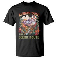 Outdoor Adventure T Shirt Always Take The Scenic Route Compass Hiking Camping - Wonder Print Shop