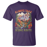 Outdoor Adventure T Shirt Always Take The Scenic Route Compass Hiking Camping - Wonder Print Shop