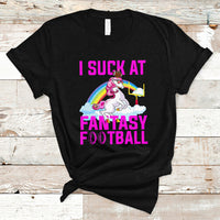 Rugby Unicorn T Shirt I Suck At Fantasy Football Funny Loser - Wonder Print Shop