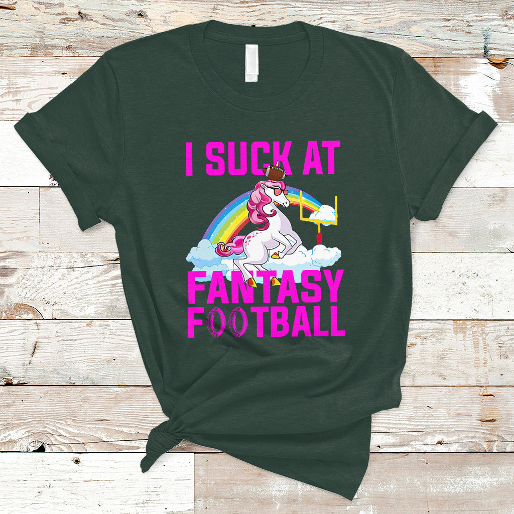 Rugby Unicorn T Shirt I Suck At Fantasy Football Funny Loser - Wonder Print Shop