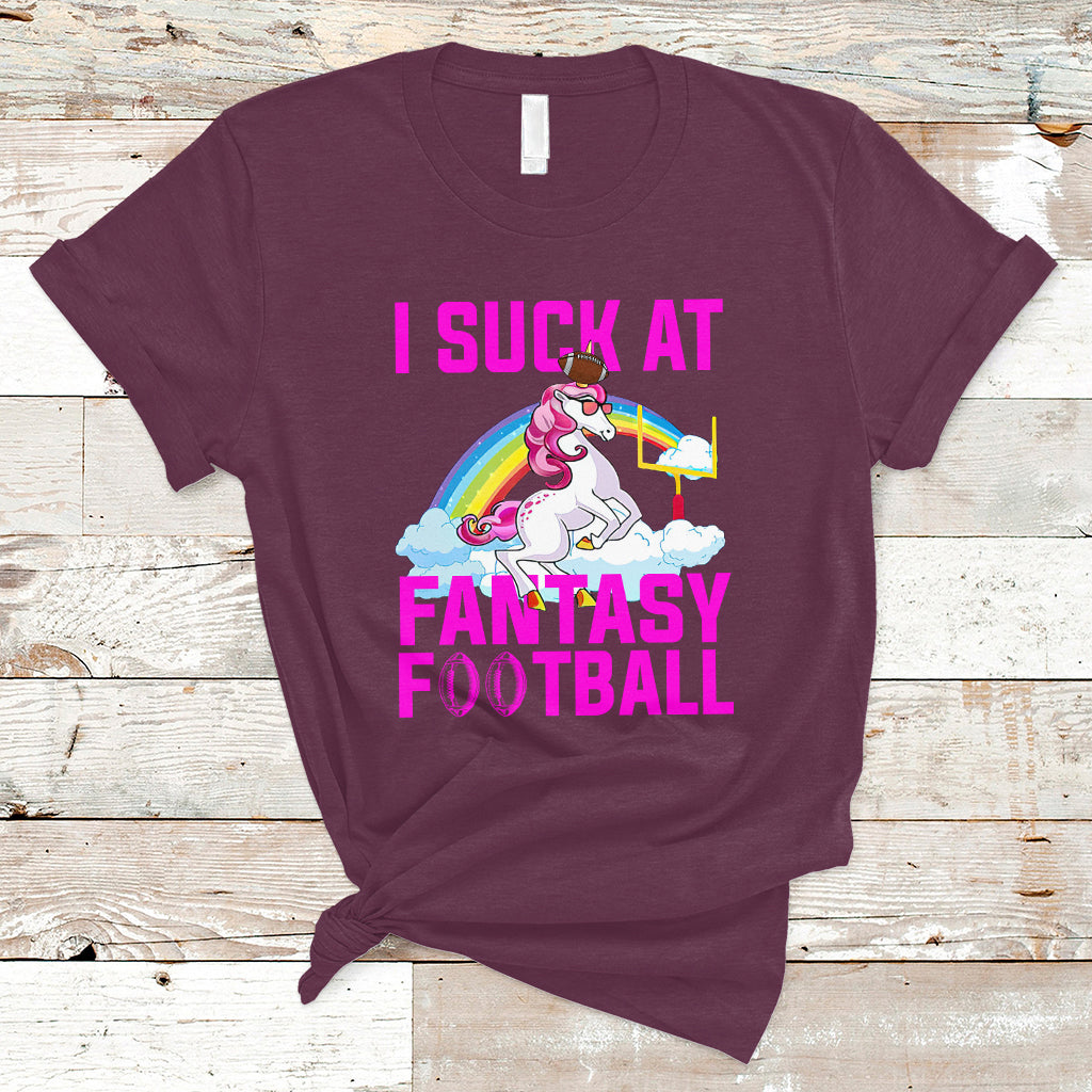 Rugby Unicorn T Shirt I Suck At Fantasy Football Funny Loser - Wonder Print Shop