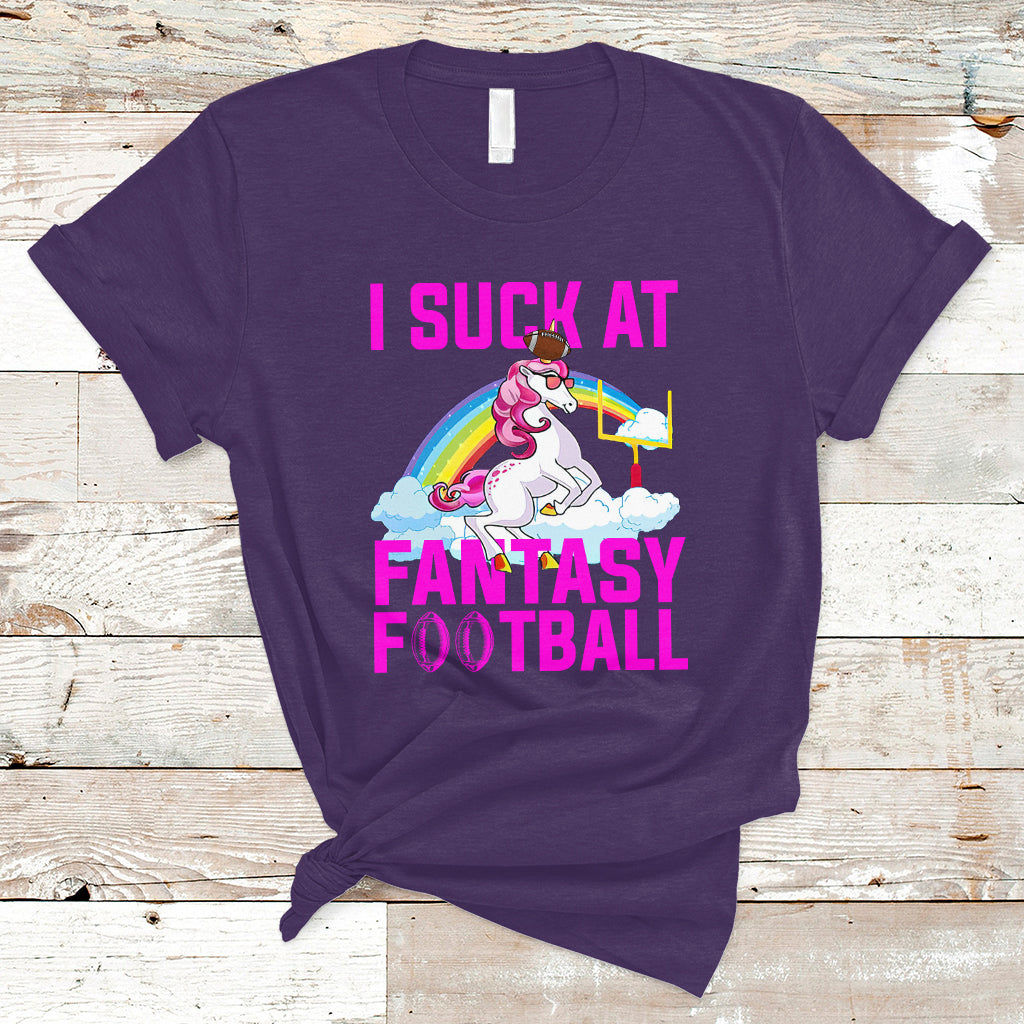 Rugby Unicorn T Shirt I Suck At Fantasy Football Funny Loser - Wonder Print Shop