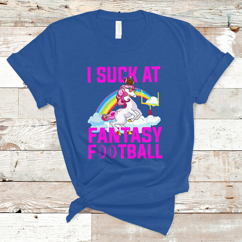 Rugby Unicorn T Shirt I Suck At Fantasy Football Funny Loser - Wonder Print Shop
