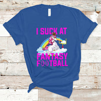 Rugby Unicorn T Shirt I Suck At Fantasy Football Funny Loser - Wonder Print Shop