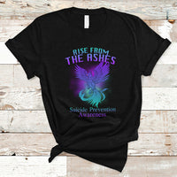Suicide Prevention T Shirt Rise From The Ashes Phoenix Teal And Purple Suicide Awareness - Wonder Print Shop