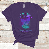 Suicide Prevention T Shirt Rise From The Ashes Phoenix Teal And Purple Suicide Awareness - Wonder Print Shop