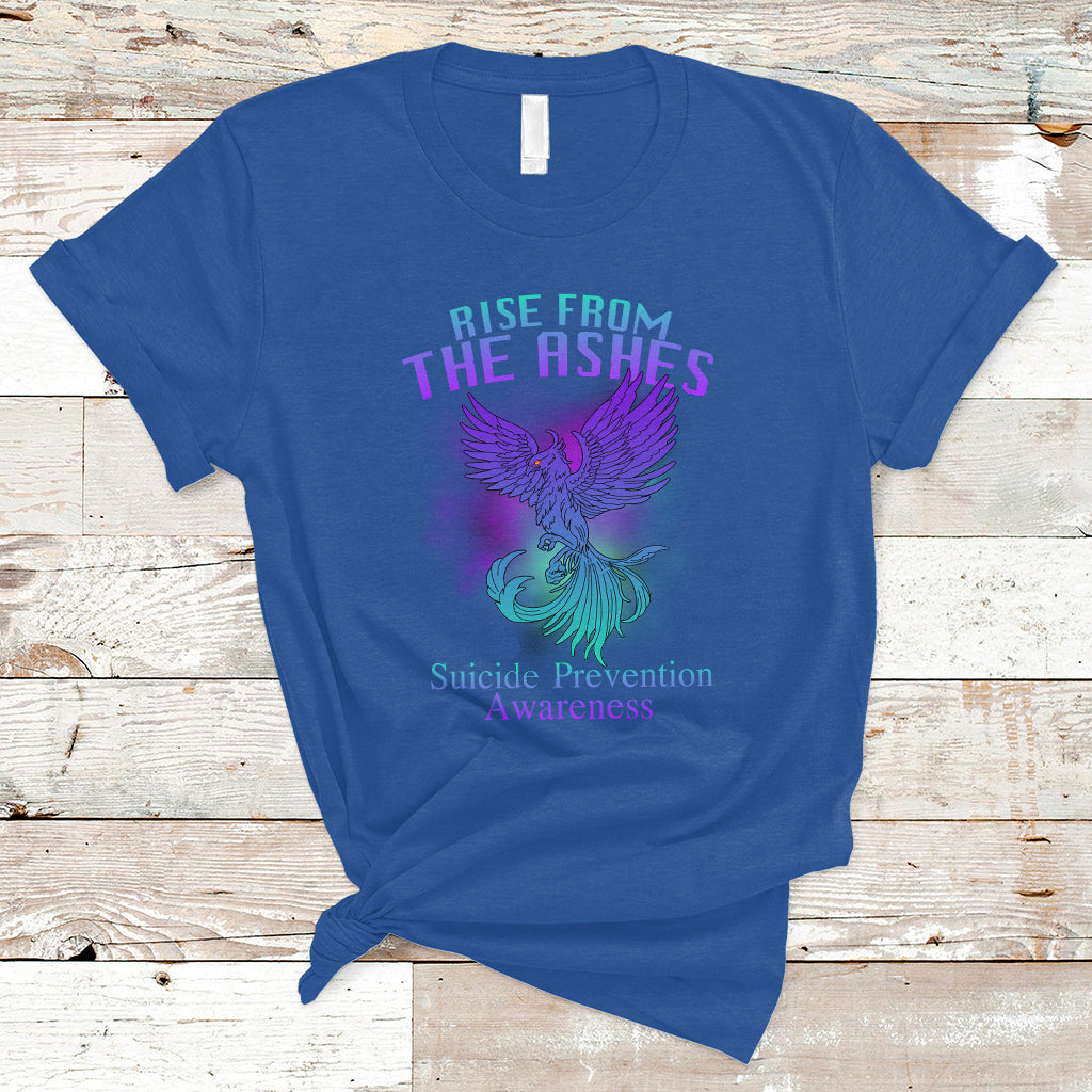 Suicide Prevention T Shirt Rise From The Ashes Phoenix Teal And Purple Suicide Awareness - Wonder Print Shop