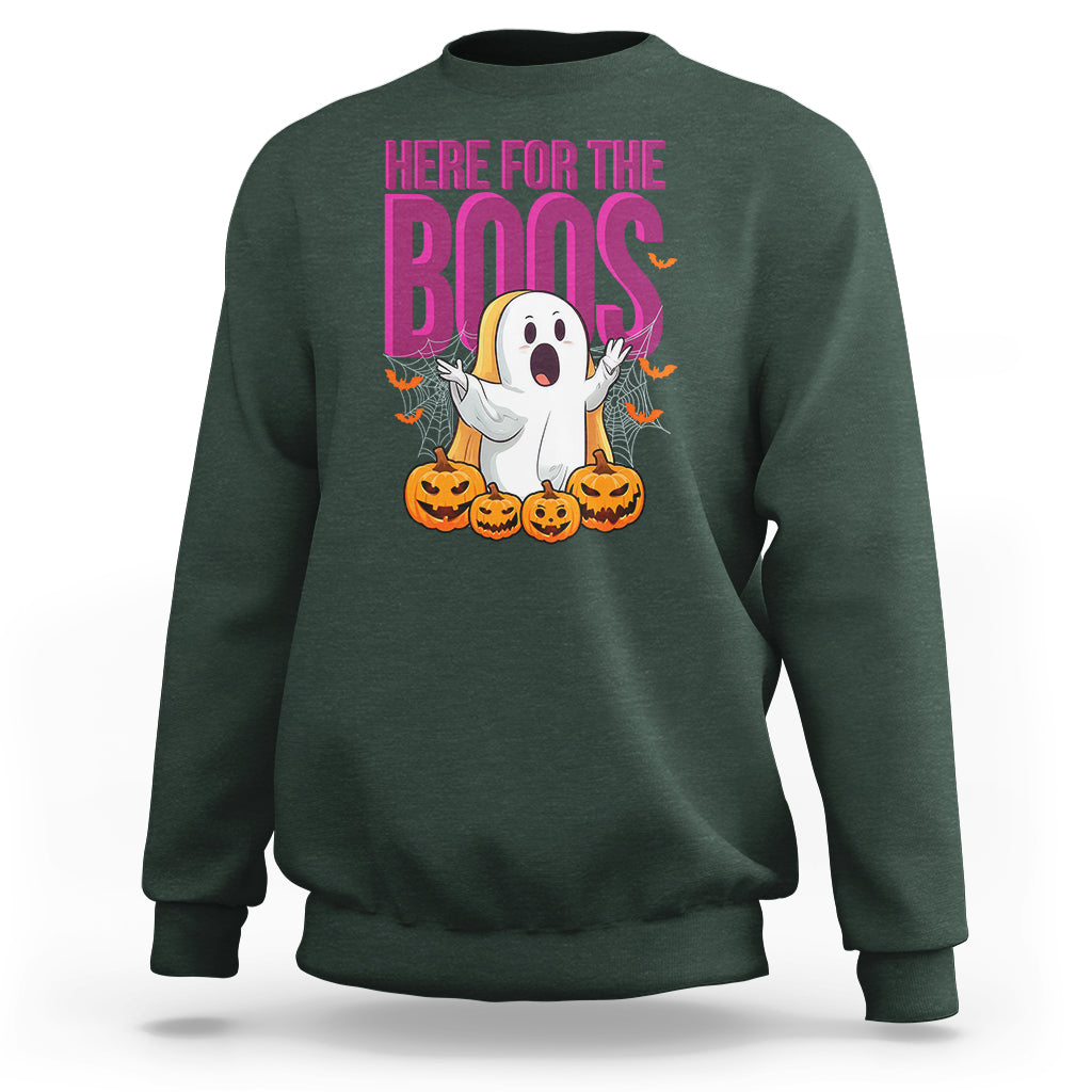 Boo Sheet Sweatshirt Here For The Boos Spooky Halloween Ghost Costume - Wonder Print Shop