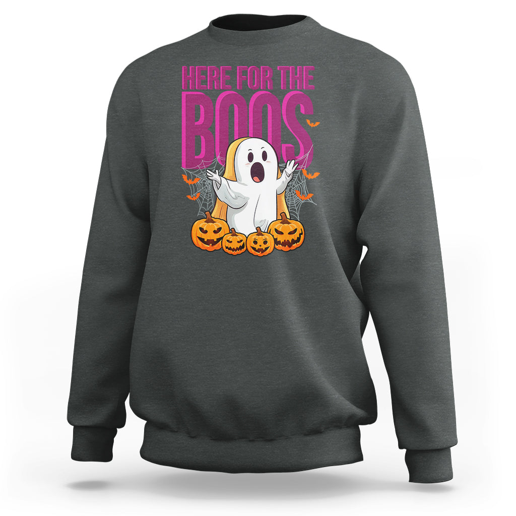 Boo Sheet Sweatshirt Here For The Boos Spooky Halloween Ghost Costume - Wonder Print Shop
