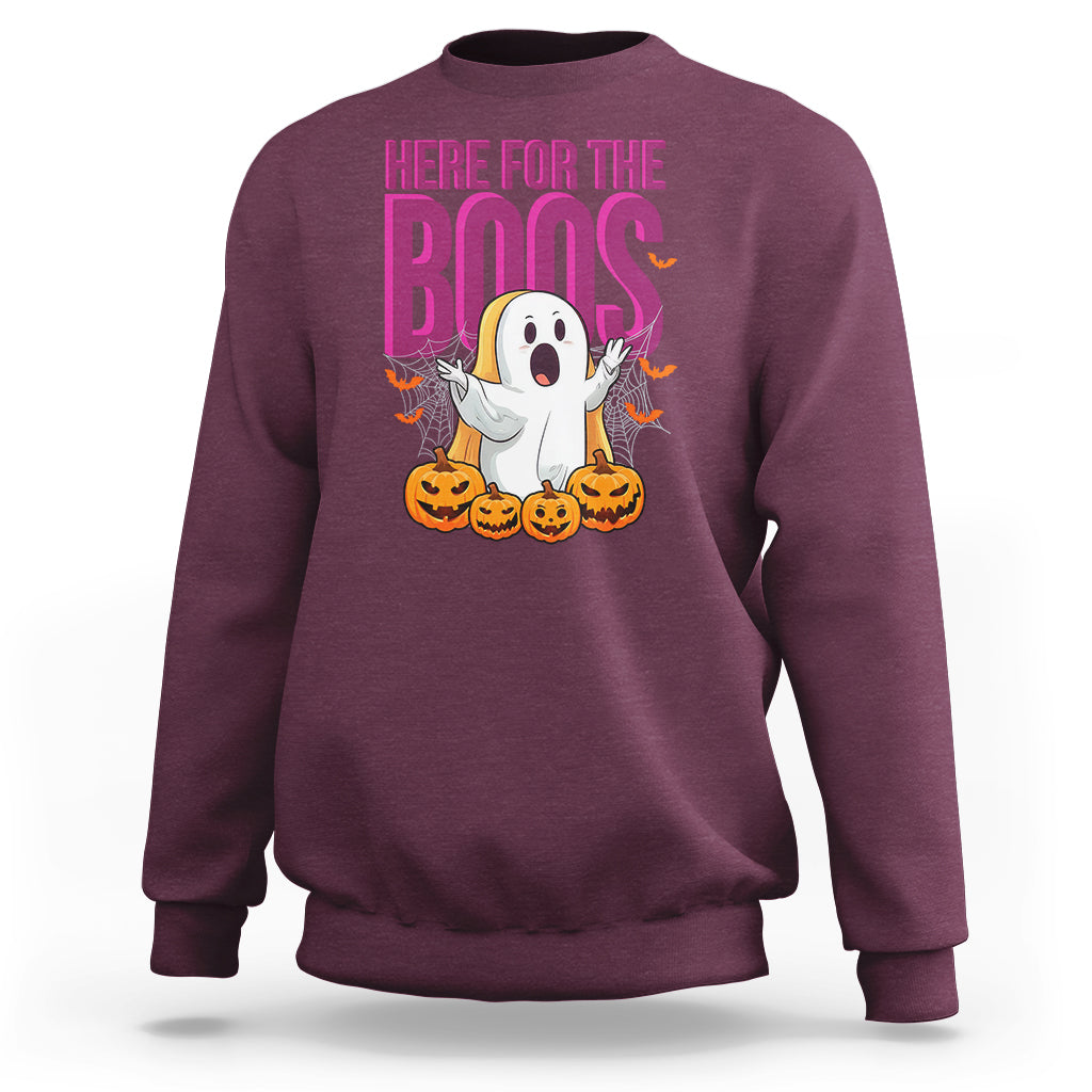 Boo Sheet Sweatshirt Here For The Boos Spooky Halloween Ghost Costume - Wonder Print Shop