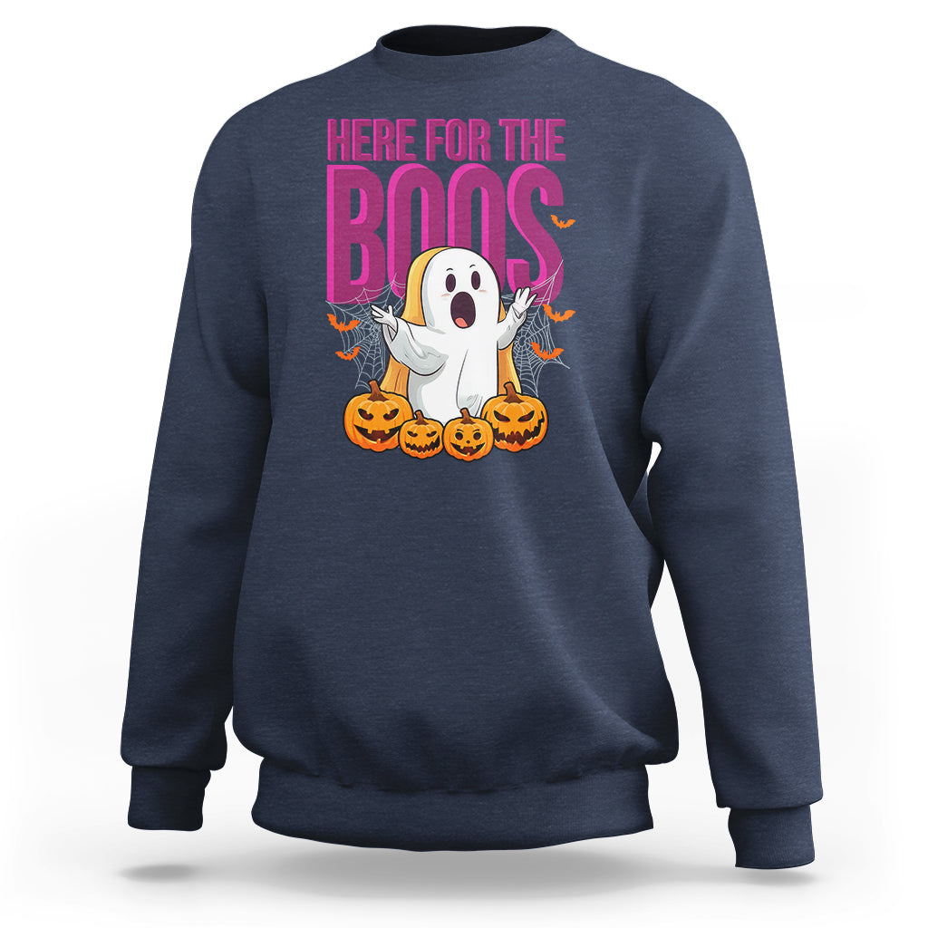 Boo Sheet Sweatshirt Here For The Boos Spooky Halloween Ghost Costume - Wonder Print Shop