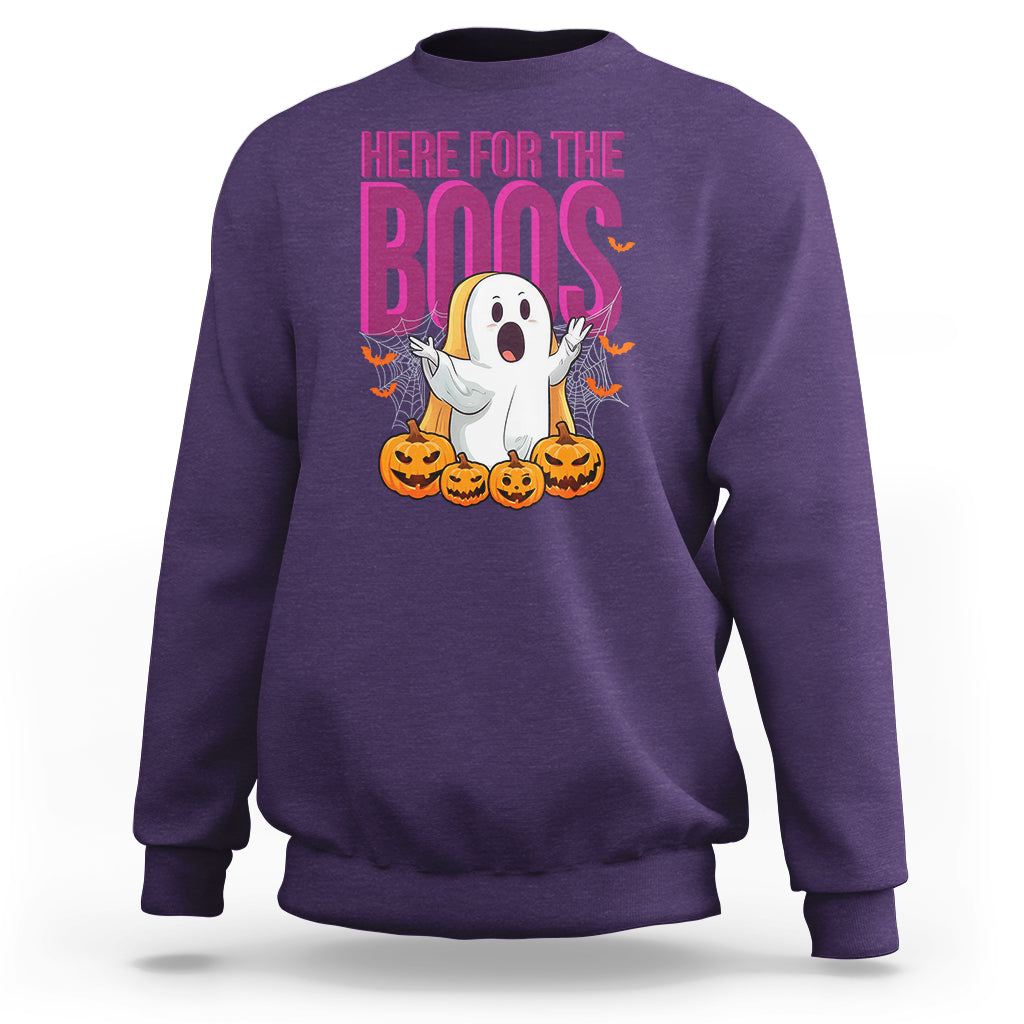 Boo Sheet Sweatshirt Here For The Boos Spooky Halloween Ghost Costume - Wonder Print Shop