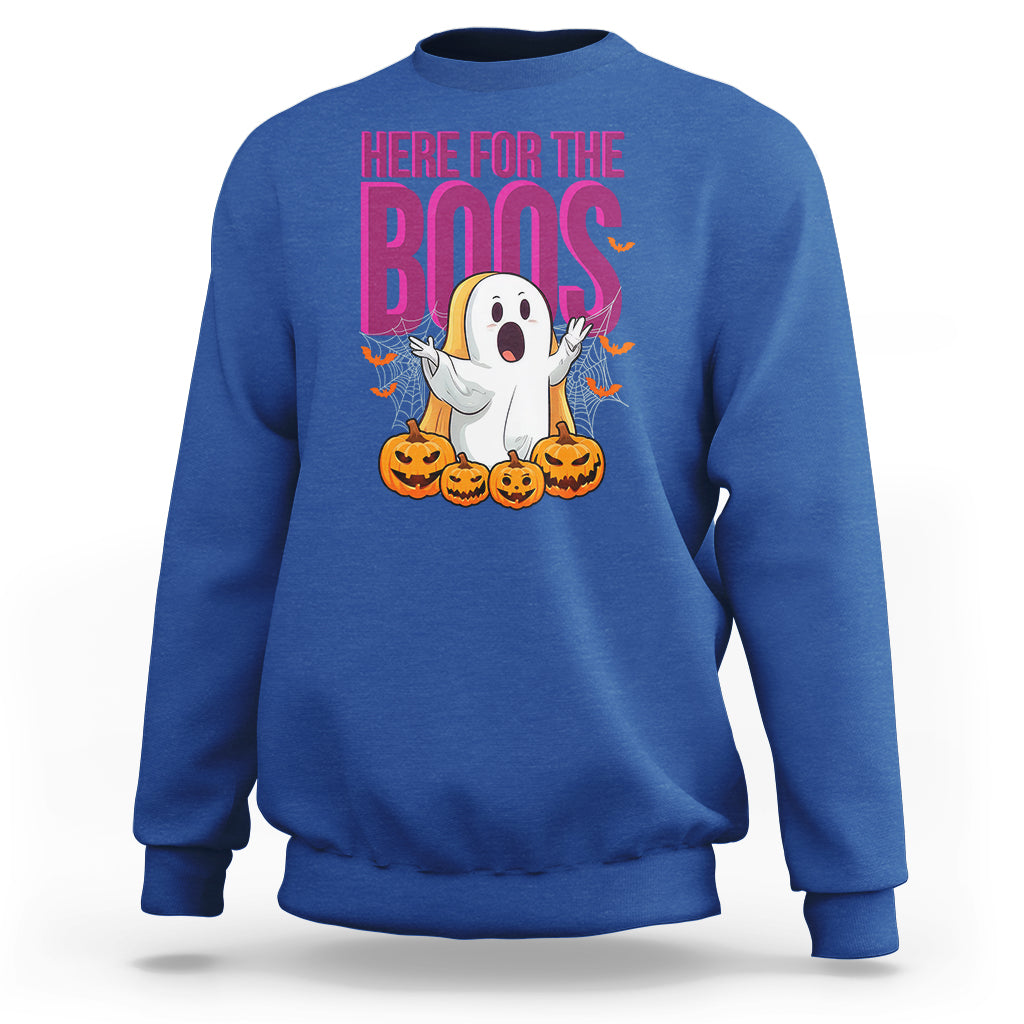 Boo Sheet Sweatshirt Here For The Boos Spooky Halloween Ghost Costume - Wonder Print Shop