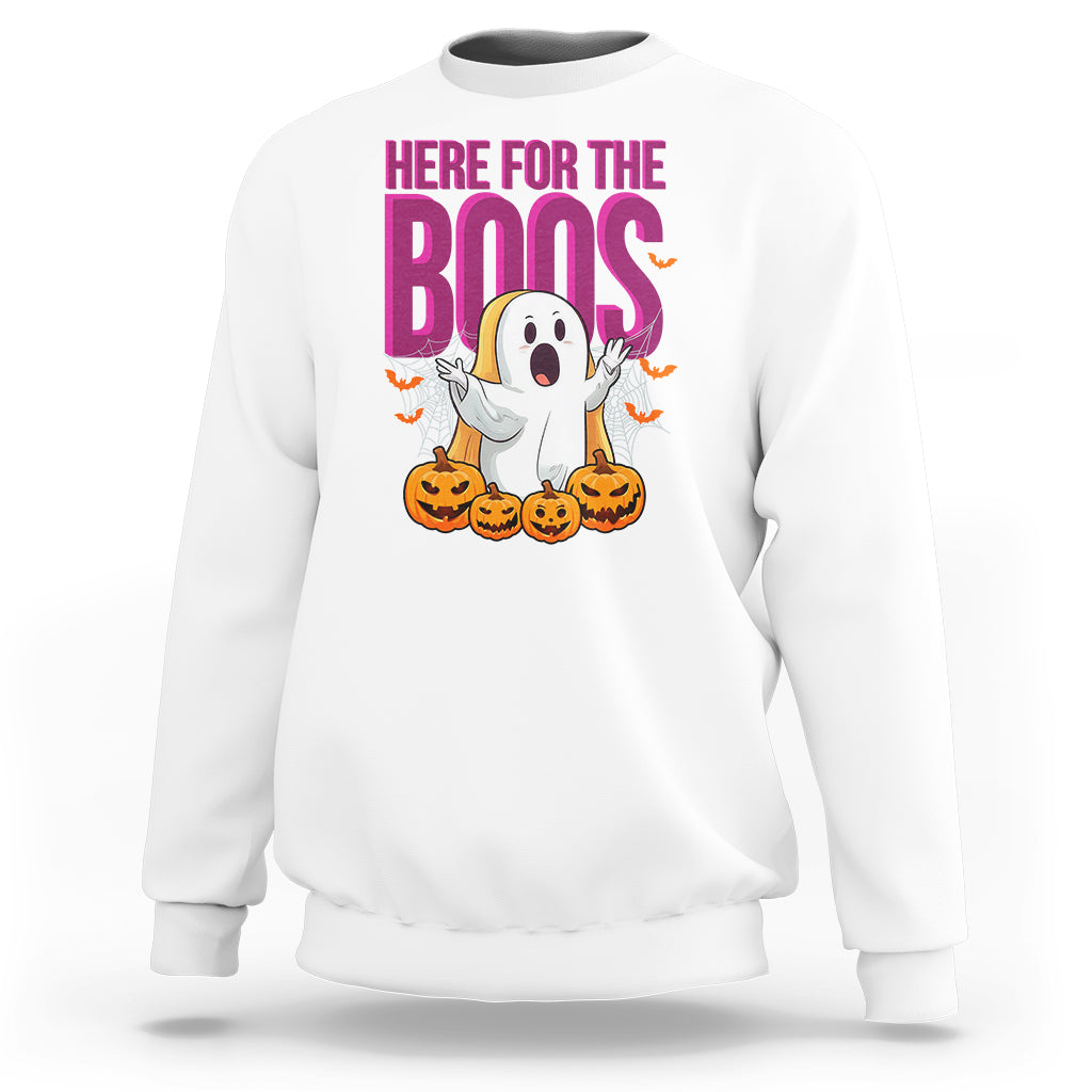 Boo Sheet Sweatshirt Here For The Boos Spooky Halloween Ghost Costume - Wonder Print Shop