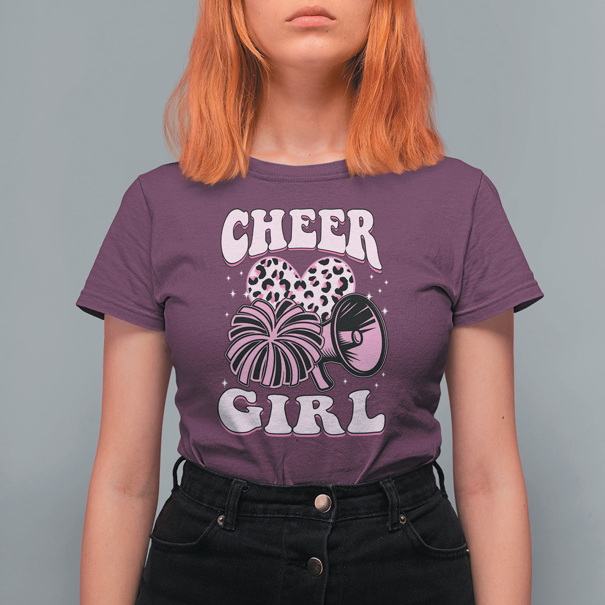 Cheerleading T Shirt For Women Cheer Girl Pink Leopard Cheerleader - Wonder Print Shop