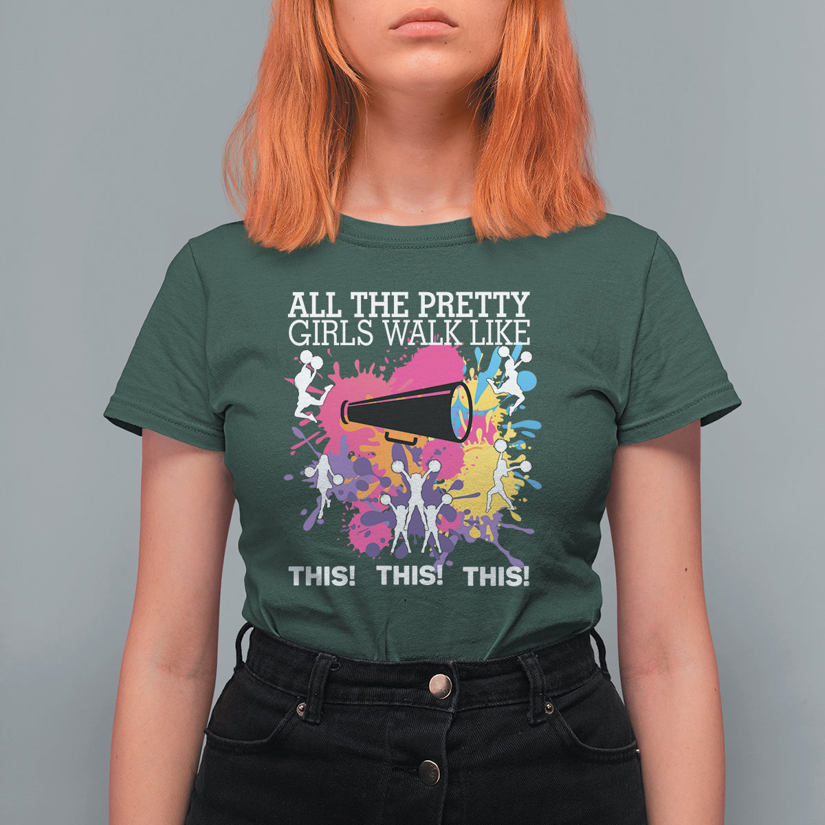 Funny Cheer Girls T Shirt For Women All The Pretty Girls Walk Like This This This Cheerleader Cheerleading - Wonder Print Shop