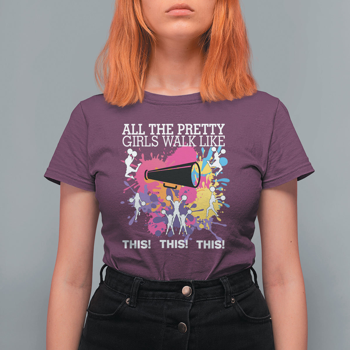 Funny Cheer Girls T Shirt For Women All The Pretty Girls Walk Like This This This Cheerleader Cheerleading - Wonder Print Shop