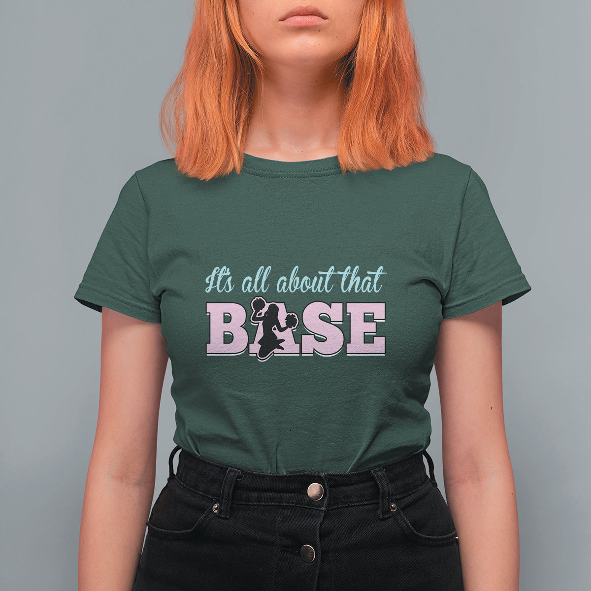 Cheerleading T Shirt For Women All About That Base Cheerleader Cheer Girls - Wonder Print Shop