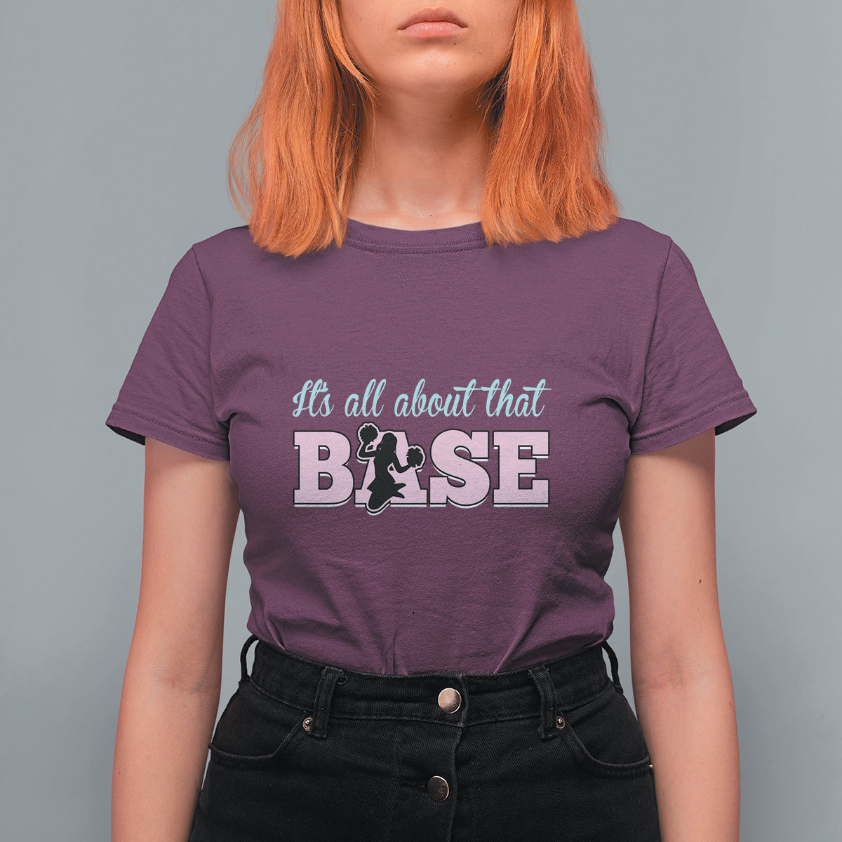 Cheerleading T Shirt For Women All About That Base Cheerleader Cheer Girls - Wonder Print Shop