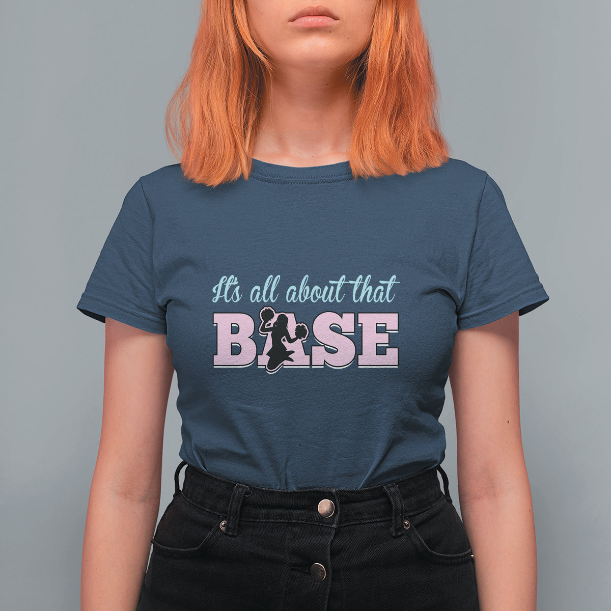 Cheerleading T Shirt For Women All About That Base Cheerleader Cheer Girls - Wonder Print Shop