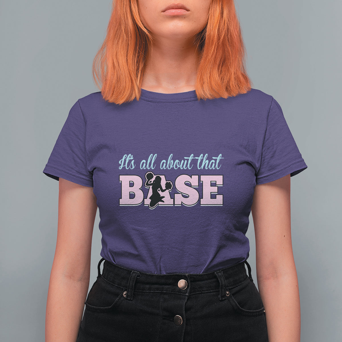 Cheerleading T Shirt For Women All About That Base Cheerleader Cheer Girls - Wonder Print Shop