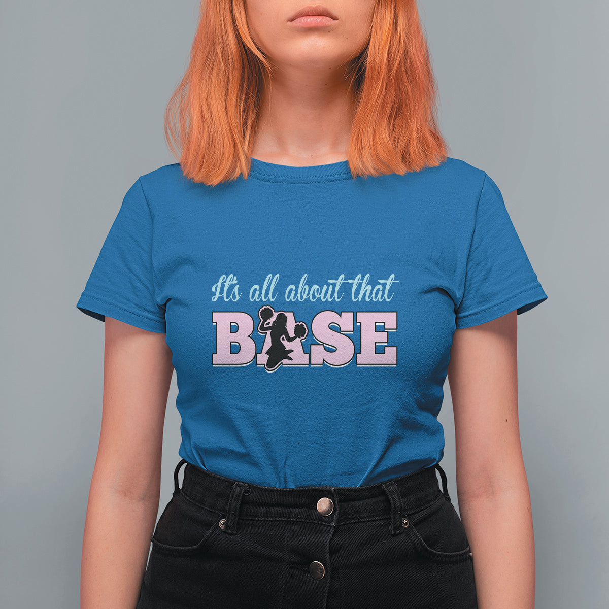 Cheerleading T Shirt For Women All About That Base Cheerleader Cheer Girls - Wonder Print Shop