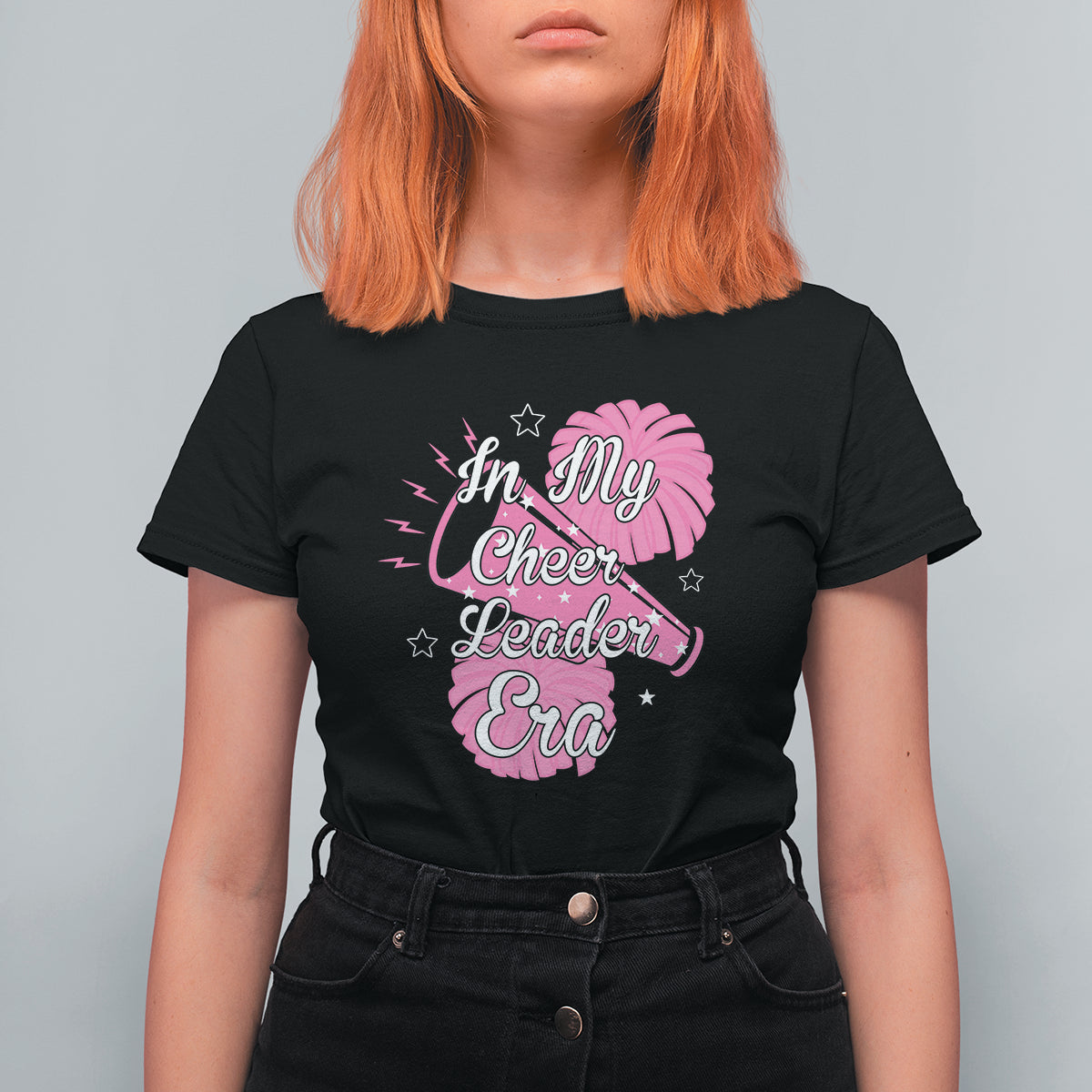 Funny Cheer Girls T Shirt For Women In My Cheer Leader Era Pink Pom Pom Cheerleading - Wonder Print Shop