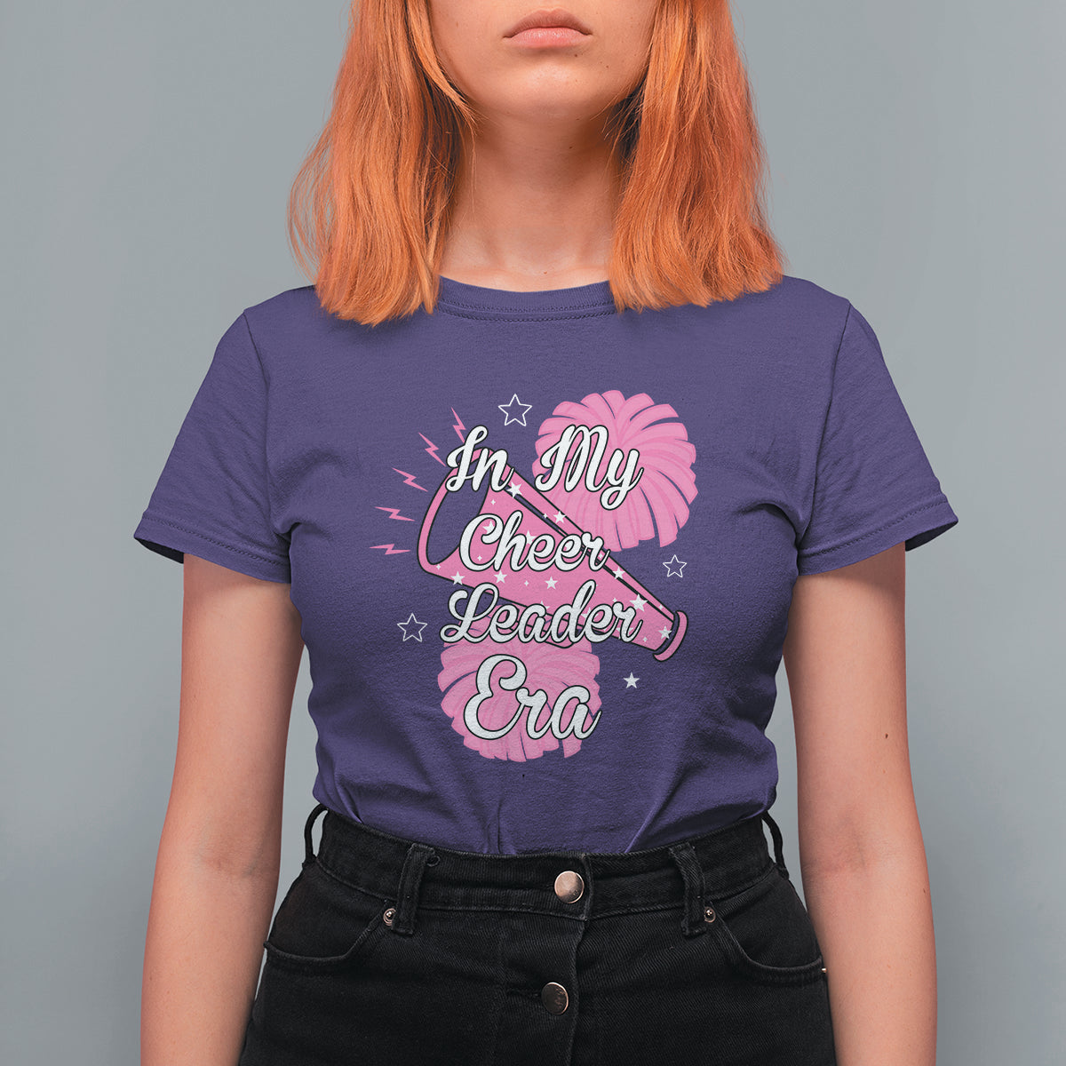 Funny Cheer Girls T Shirt For Women In My Cheer Leader Era Pink Pom Pom Cheerleading - Wonder Print Shop