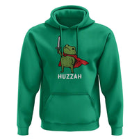 Funny Huzzah Frog Meme Hoodie Knight with Sword Whimsical Viral Amphibian Humor - Wonder Print Shop