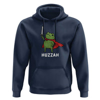 Funny Huzzah Frog Meme Hoodie Knight with Sword Whimsical Viral Amphibian Humor - Wonder Print Shop
