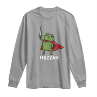 Funny Huzzah Frog Meme Long Sleeve Shirt Knight with Sword Whimsical Viral Amphibian Humor - Wonder Print Shop