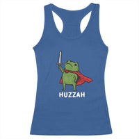 Funny Huzzah Frog Meme Racerback Tank Top Knight with Sword Whimsical Viral Amphibian Humor - Wonder Print Shop