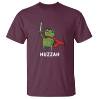 Funny Huzzah Frog Meme T Shirt Knight with Sword Whimsical Viral Amphibian Humor - Wonder Print Shop