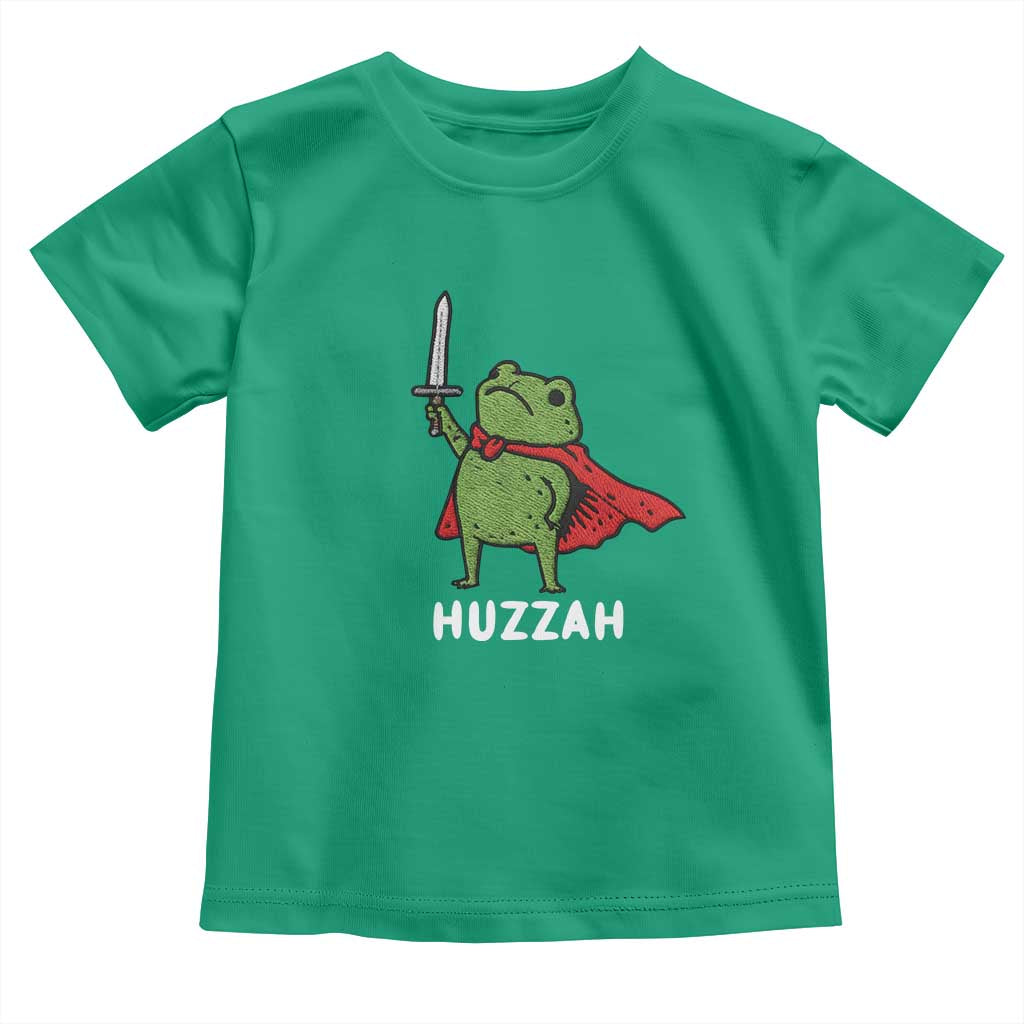 Funny Huzzah Frog Meme Toddler T Shirt Knight with Sword Whimsical Viral Amphibian Humor - Wonder Print Shop