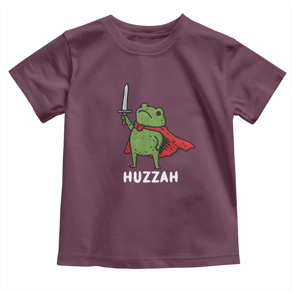 Funny Huzzah Frog Meme Toddler T Shirt Knight with Sword Whimsical Viral Amphibian Humor - Wonder Print Shop